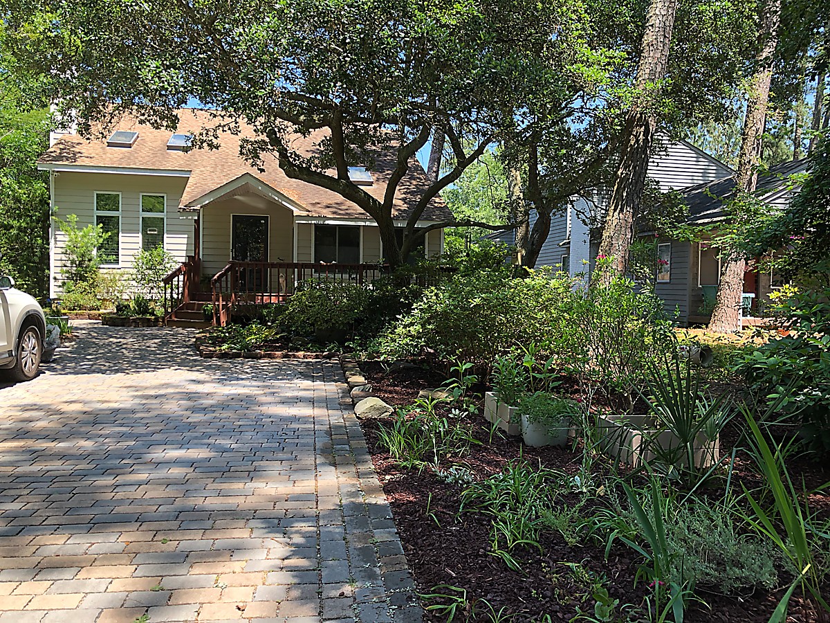 View of the garden as vied from the driveway.