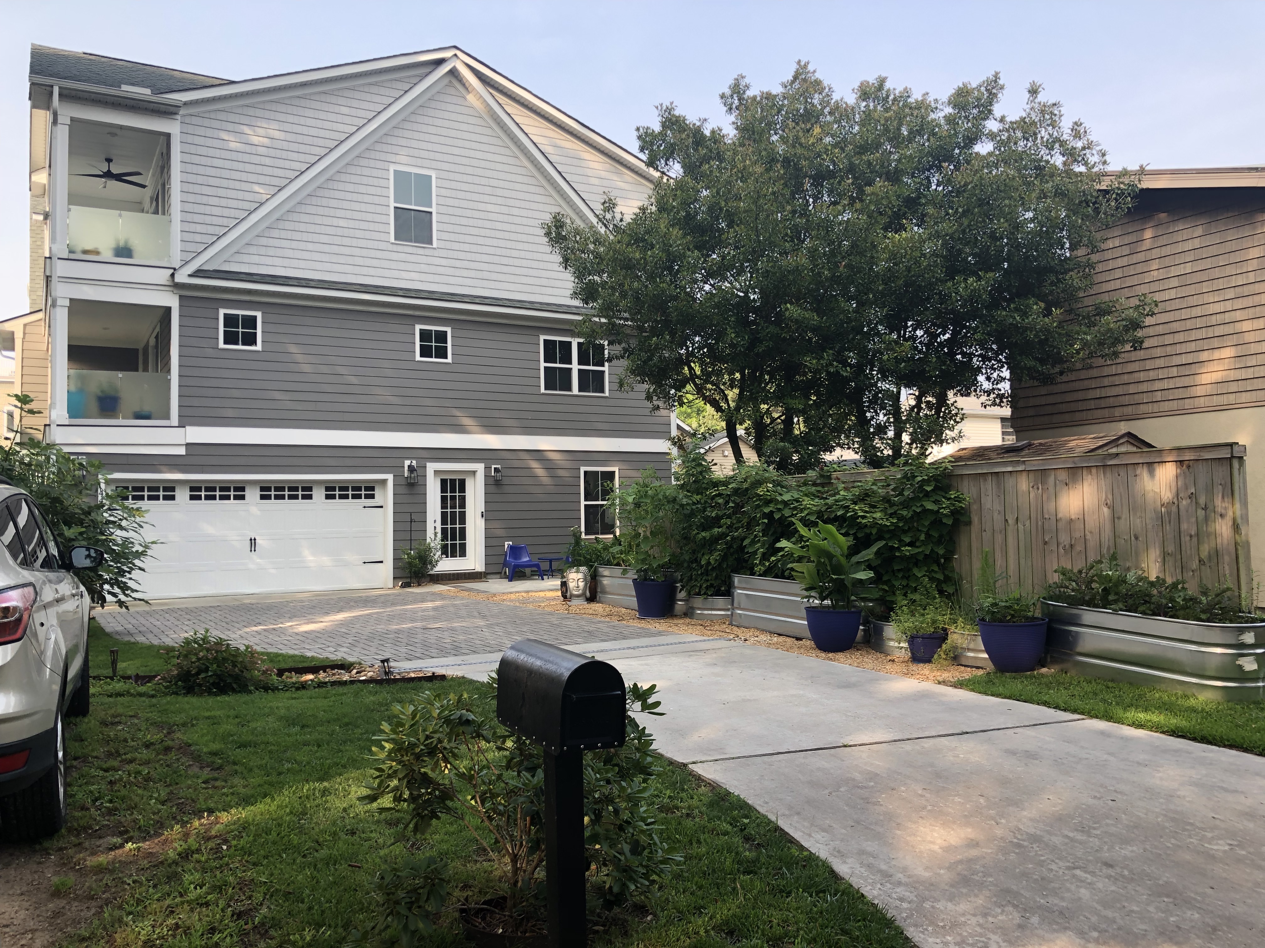 View of the garden as vied from the driveway.